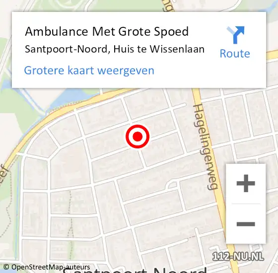 Locatie op kaart van de 112 melding: Ambulance Met Grote Spoed Naar Santpoort-Noord, Huis te Wissenlaan op 1 december 2023 17:02