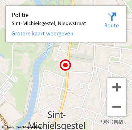 Locatie op kaart van de 112 melding: Politie Sint-Michielsgestel, Nieuwstraat op 1 december 2023 17:10