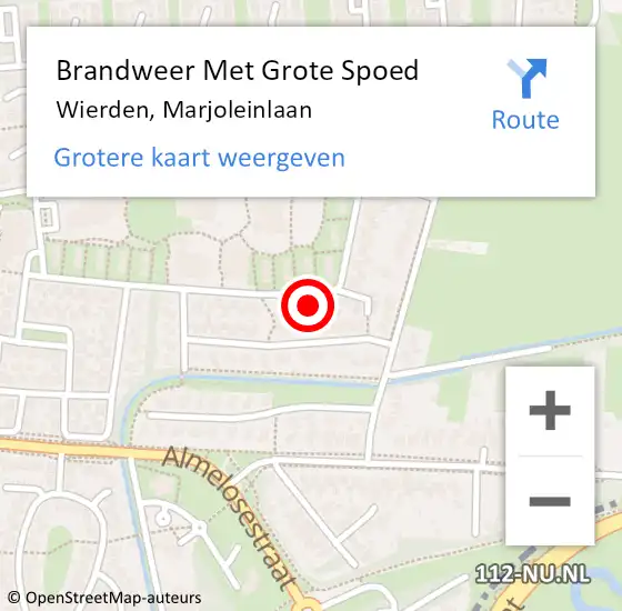 Locatie op kaart van de 112 melding: Brandweer Met Grote Spoed Naar Wierden, Marjoleinlaan op 1 december 2023 17:11