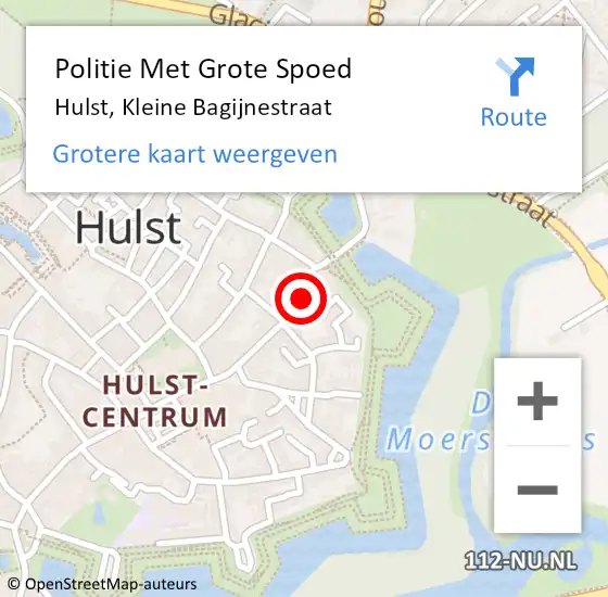 Locatie op kaart van de 112 melding: Politie Met Grote Spoed Naar Hulst, Kleine Bagijnestraat op 1 december 2023 17:40