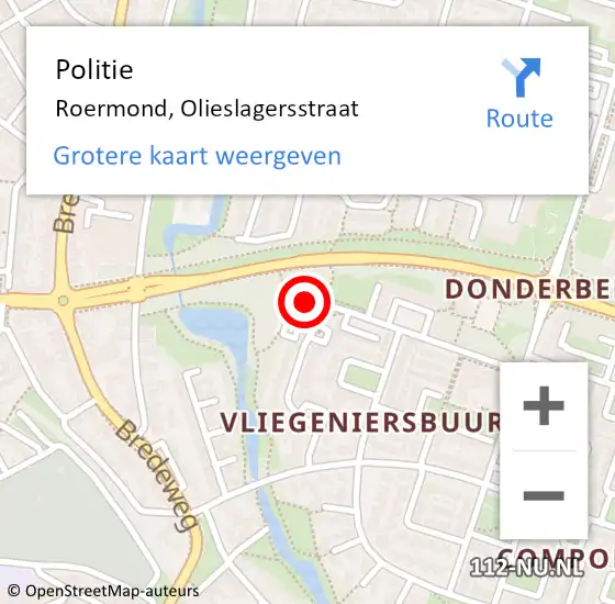 Locatie op kaart van de 112 melding: Politie Roermond, Olieslagersstraat op 1 december 2023 18:01