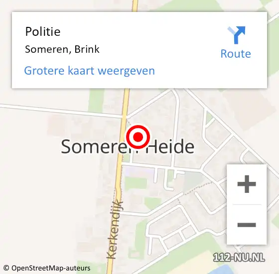 Locatie op kaart van de 112 melding: Politie Someren, Brink op 1 december 2023 18:14