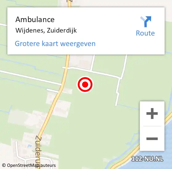 Locatie op kaart van de 112 melding: Ambulance Wijdenes, Zuiderdijk op 1 december 2023 18:38