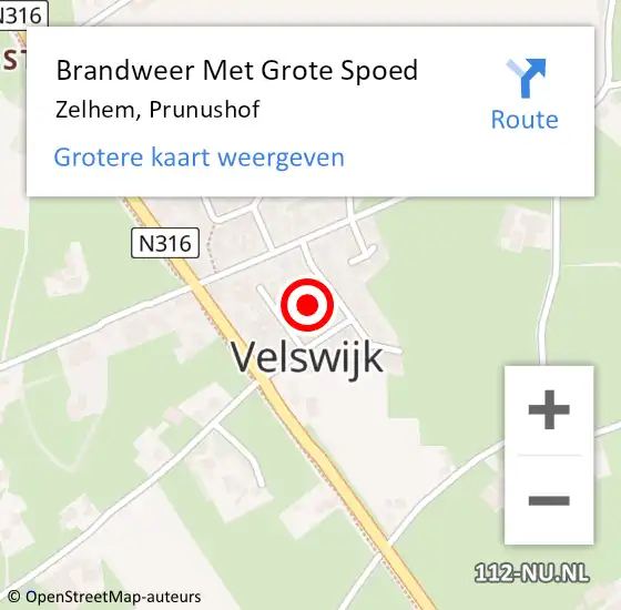 Locatie op kaart van de 112 melding: Brandweer Met Grote Spoed Naar Zelhem, Prunushof op 1 december 2023 19:27