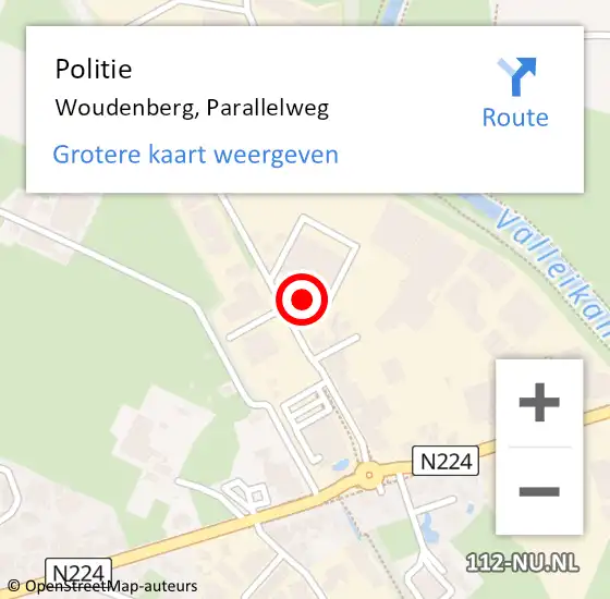 Locatie op kaart van de 112 melding: Politie Woudenberg, Parallelweg op 1 december 2023 19:38