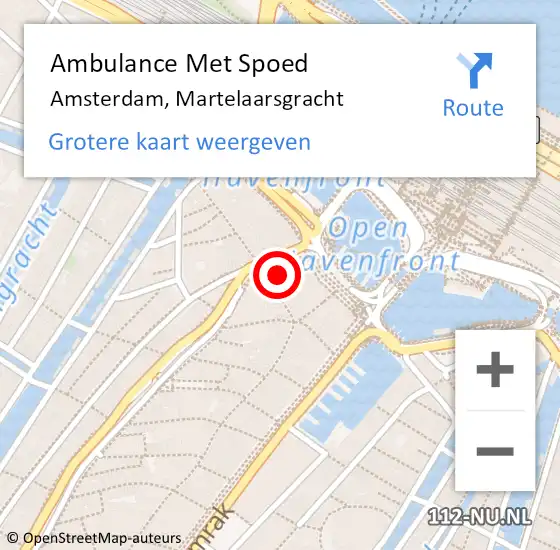 Locatie op kaart van de 112 melding: Ambulance Met Spoed Naar Amsterdam, Martelaarsgracht op 1 december 2023 19:59