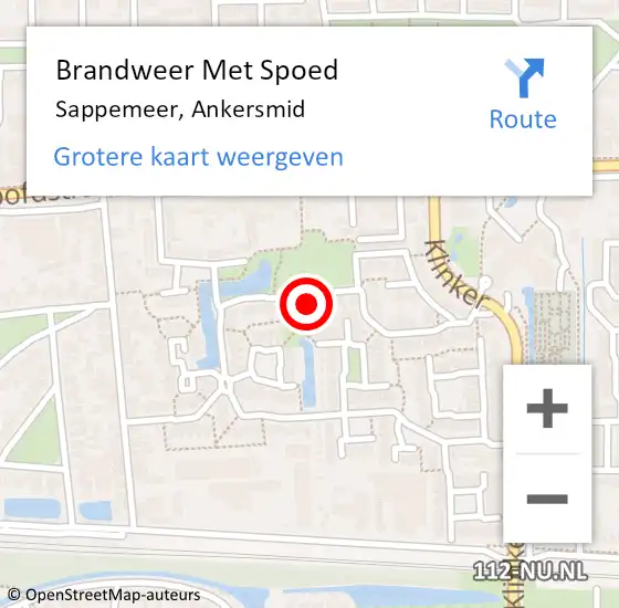 Locatie op kaart van de 112 melding: Brandweer Met Spoed Naar Sappemeer, Ankersmid op 1 december 2023 21:26