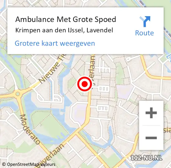 Locatie op kaart van de 112 melding: Ambulance Met Grote Spoed Naar Krimpen aan den IJssel, Lavendel op 1 december 2023 21:50