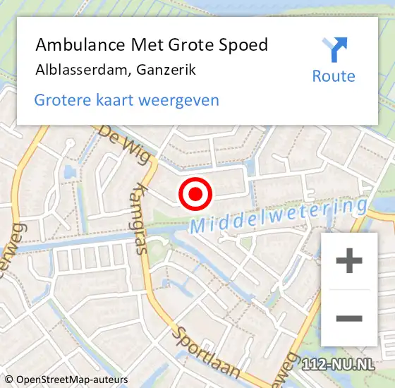 Locatie op kaart van de 112 melding: Ambulance Met Grote Spoed Naar Alblasserdam, Ganzerik op 1 december 2023 21:56