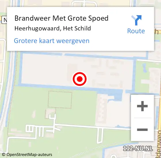 Locatie op kaart van de 112 melding: Brandweer Met Grote Spoed Naar Heerhugowaard, Het Schild op 1 december 2023 21:57