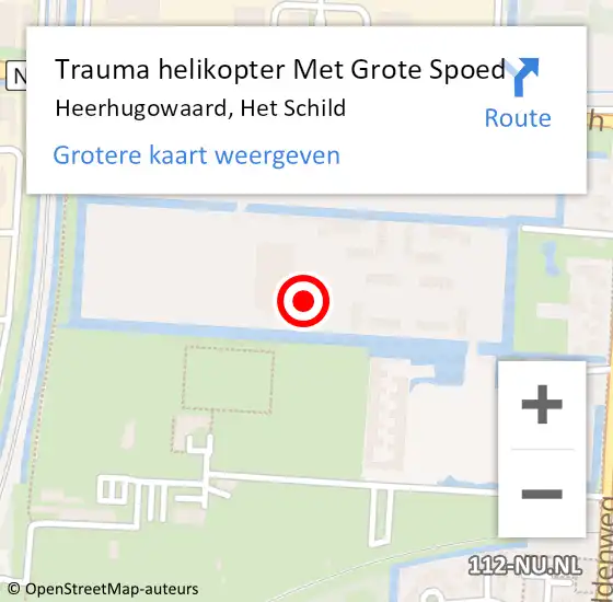 Locatie op kaart van de 112 melding: Trauma helikopter Met Grote Spoed Naar Heerhugowaard, Het Schild op 1 december 2023 22:02