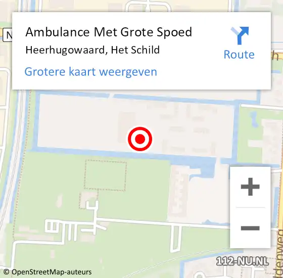 Locatie op kaart van de 112 melding: Ambulance Met Grote Spoed Naar Heerhugowaard, Het Schild op 1 december 2023 22:02