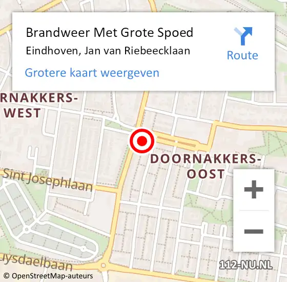 Locatie op kaart van de 112 melding: Brandweer Met Grote Spoed Naar Eindhoven, Jan van Riebeecklaan op 1 december 2023 22:45