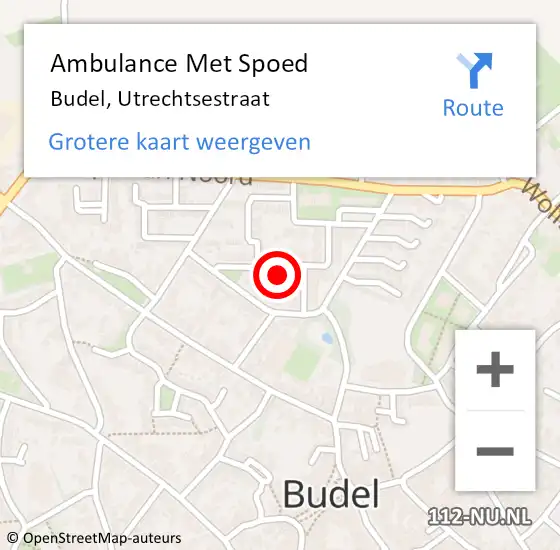 Locatie op kaart van de 112 melding: Ambulance Met Spoed Naar Budel, Utrechtsestraat op 17 september 2014 08:23