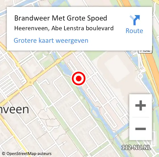 Locatie op kaart van de 112 melding: Brandweer Met Grote Spoed Naar Heerenveen, Abe Lenstra boulevard op 1 december 2023 22:50