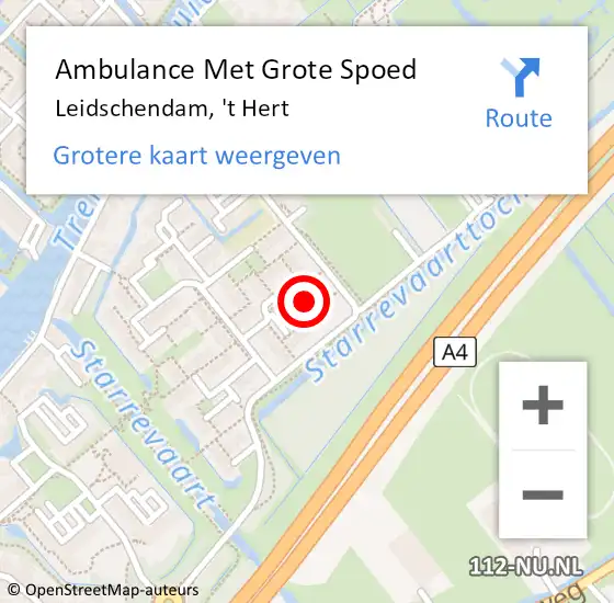 Locatie op kaart van de 112 melding: Ambulance Met Grote Spoed Naar Leidschendam, 't Hert op 1 december 2023 22:50