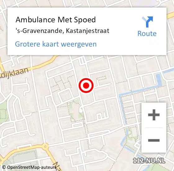 Locatie op kaart van de 112 melding: Ambulance Met Spoed Naar 's-Gravenzande, Kastanjestraat op 1 december 2023 23:17