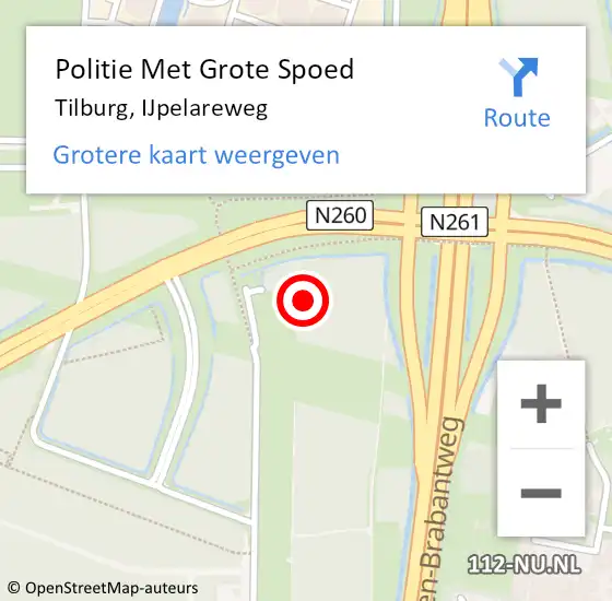 Locatie op kaart van de 112 melding: Politie Met Grote Spoed Naar Tilburg, IJpelareweg op 1 december 2023 23:17