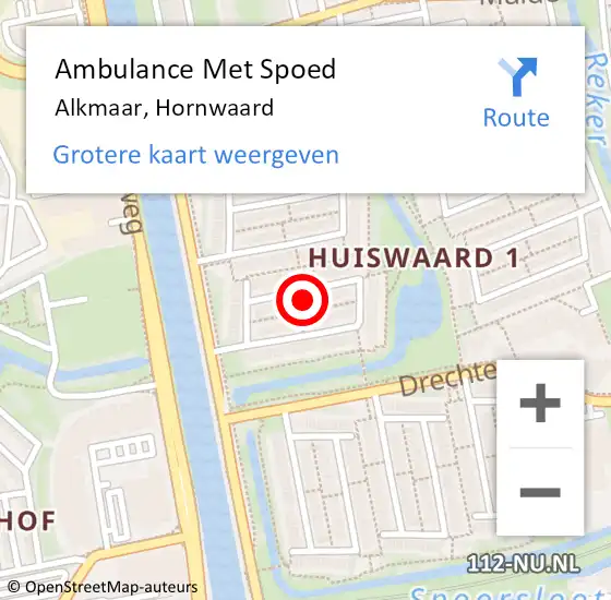 Locatie op kaart van de 112 melding: Ambulance Met Spoed Naar Alkmaar, Hornwaard op 1 december 2023 23:19