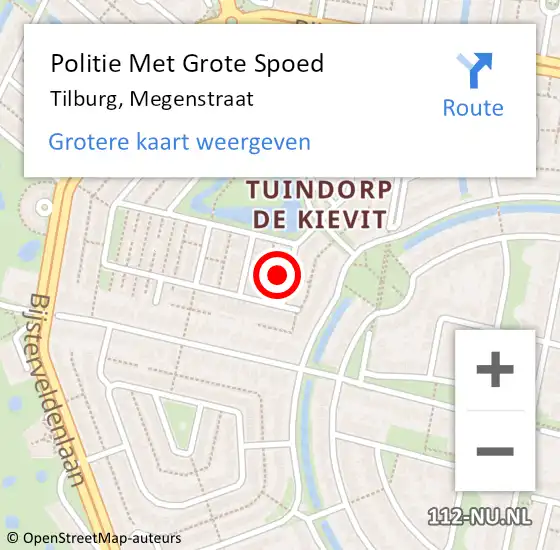 Locatie op kaart van de 112 melding: Politie Met Grote Spoed Naar Tilburg, Megenstraat op 1 december 2023 23:20