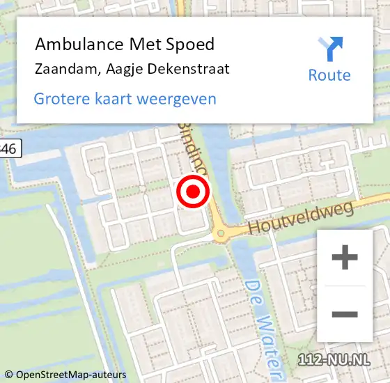 Locatie op kaart van de 112 melding: Ambulance Met Spoed Naar Zaandam, Aagje Dekenstraat op 1 december 2023 23:55