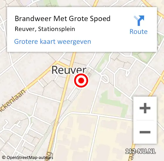 Locatie op kaart van de 112 melding: Brandweer Met Grote Spoed Naar Reuver, Stationsplein op 1 december 2023 23:57