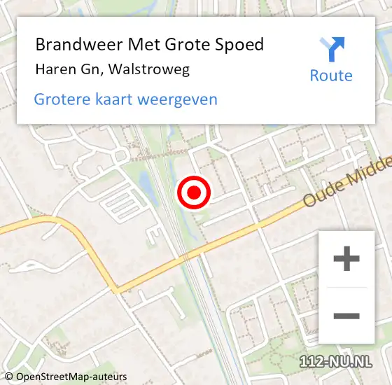 Locatie op kaart van de 112 melding: Brandweer Met Grote Spoed Naar Haren Gn, Walstroweg op 2 december 2023 00:19