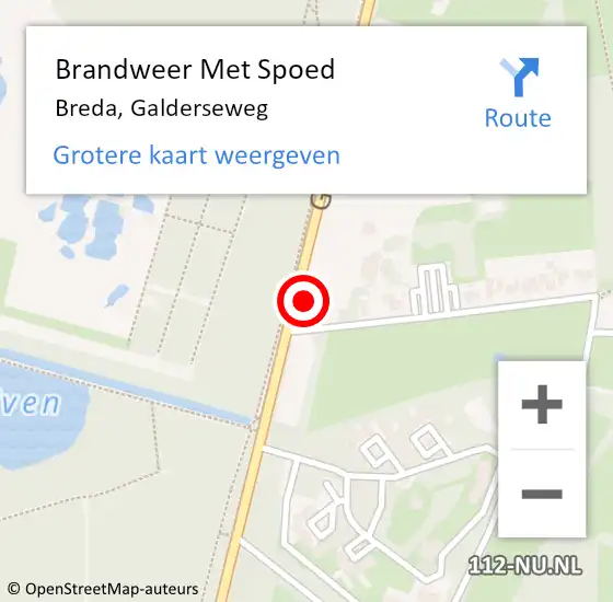 Locatie op kaart van de 112 melding: Brandweer Met Spoed Naar Breda, Galderseweg op 2 december 2023 00:36