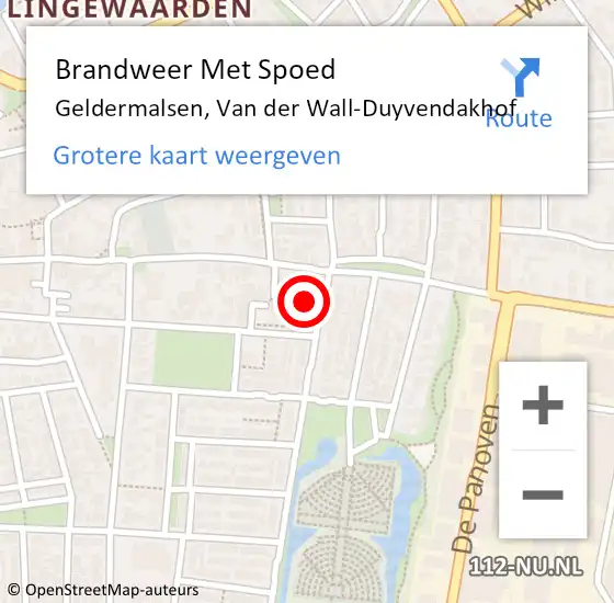 Locatie op kaart van de 112 melding: Brandweer Met Spoed Naar Geldermalsen, Van der Wall-Duyvendakhof op 2 december 2023 00:57