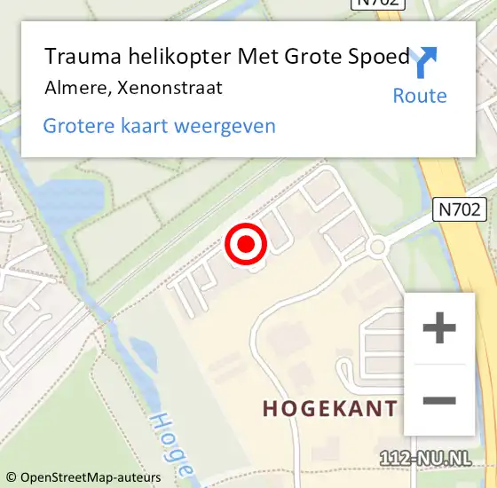 Locatie op kaart van de 112 melding: Trauma helikopter Met Grote Spoed Naar Almere, Xenonstraat op 2 december 2023 01:59