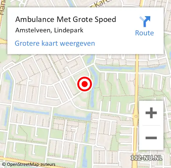 Locatie op kaart van de 112 melding: Ambulance Met Grote Spoed Naar Amstelveen, Lindepark op 2 december 2023 02:04