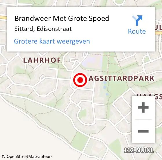 Locatie op kaart van de 112 melding: Brandweer Met Grote Spoed Naar Sittard, Edisonstraat op 2 december 2023 02:04