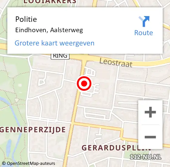 Locatie op kaart van de 112 melding: Politie Eindhoven, Aalsterweg op 2 december 2023 02:50
