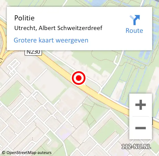 Locatie op kaart van de 112 melding: Politie Utrecht, Albert Schweitzerdreef op 2 december 2023 02:58