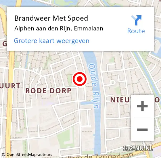 Locatie op kaart van de 112 melding: Brandweer Met Spoed Naar Alphen aan den Rijn, Emmalaan op 2 december 2023 03:41