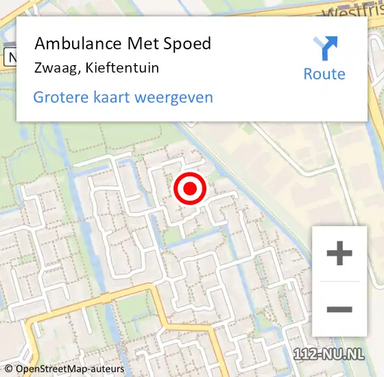 Locatie op kaart van de 112 melding: Ambulance Met Spoed Naar Zwaag, Kieftentuin op 2 december 2023 04:15