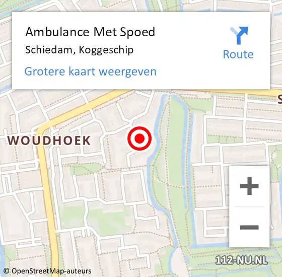 Locatie op kaart van de 112 melding: Ambulance Met Spoed Naar Schiedam, Koggeschip op 2 december 2023 04:37