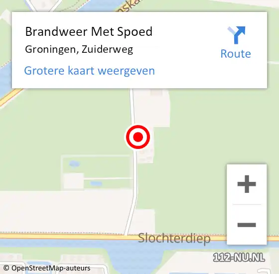 Locatie op kaart van de 112 melding: Brandweer Met Spoed Naar Groningen, Zuiderweg op 2 december 2023 04:41