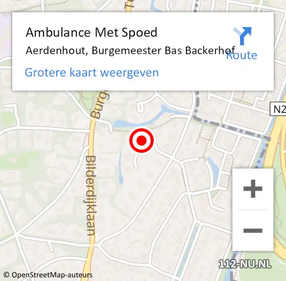 Locatie op kaart van de 112 melding: Ambulance Met Spoed Naar Aerdenhout, Burgemeester Bas Backerhof op 2 december 2023 05:17