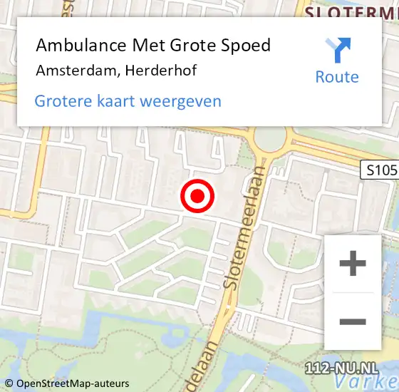 Locatie op kaart van de 112 melding: Ambulance Met Grote Spoed Naar Amsterdam, Herderhof op 2 december 2023 05:18