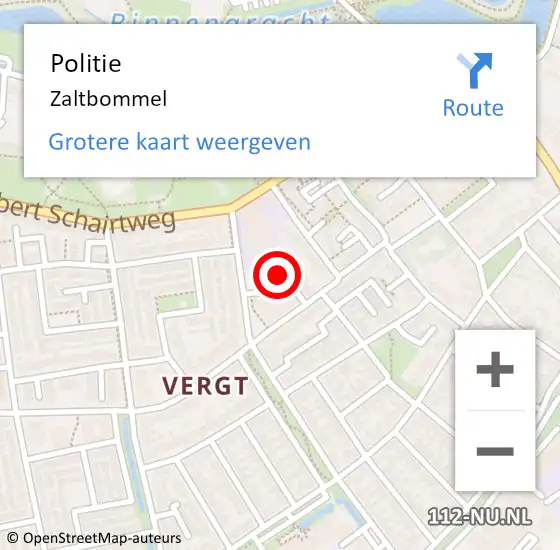 Locatie op kaart van de 112 melding: Politie Zaltbommel op 2 december 2023 06:43