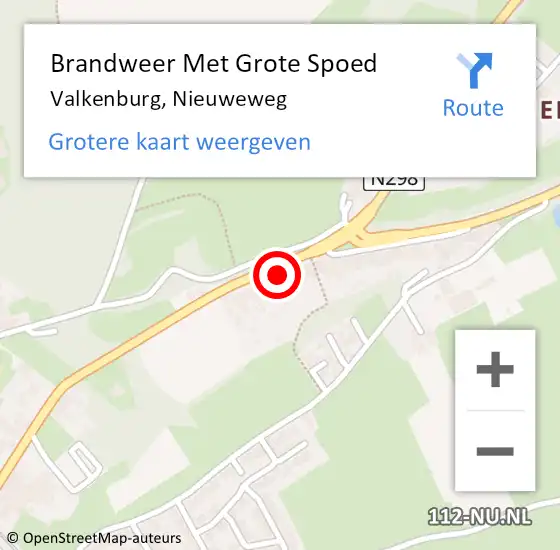 Locatie op kaart van de 112 melding: Brandweer Met Grote Spoed Naar Valkenburg, Nieuweweg op 2 december 2023 07:17