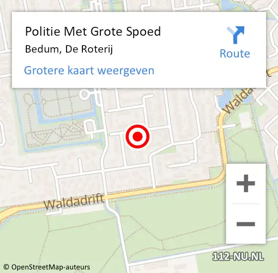 Locatie op kaart van de 112 melding: Politie Met Grote Spoed Naar Bedum, De Roterij op 2 december 2023 07:29