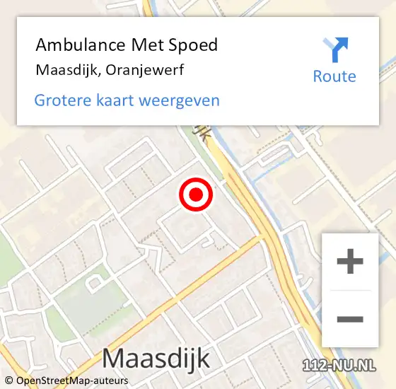 Locatie op kaart van de 112 melding: Ambulance Met Spoed Naar Maasdijk, Oranjewerf op 2 december 2023 07:53