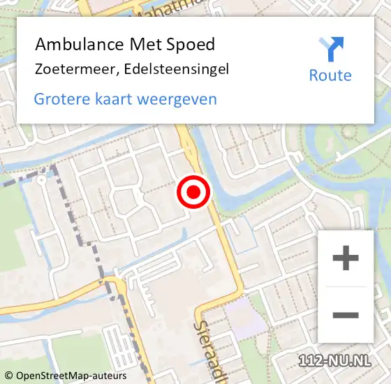 Locatie op kaart van de 112 melding: Ambulance Met Spoed Naar Zoetermeer, Edelsteensingel op 2 december 2023 08:40