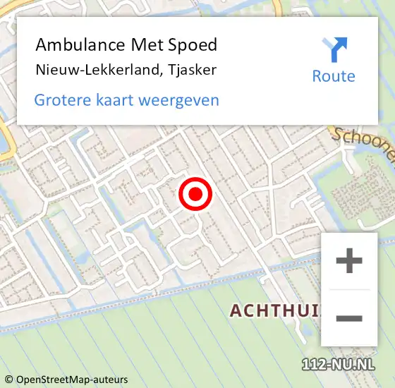 Locatie op kaart van de 112 melding: Ambulance Met Spoed Naar Nieuw-Lekkerland, Tjasker op 2 december 2023 09:18