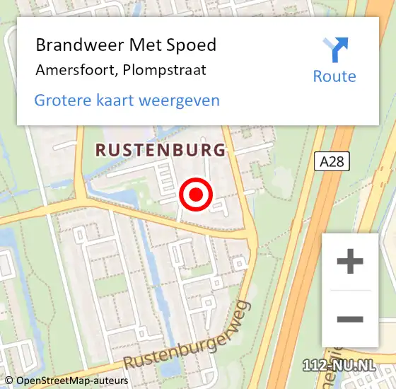 Locatie op kaart van de 112 melding: Brandweer Met Spoed Naar Amersfoort, Plompstraat op 17 september 2014 08:55