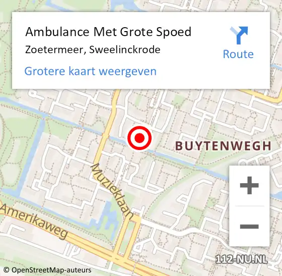 Locatie op kaart van de 112 melding: Ambulance Met Grote Spoed Naar Zoetermeer, Sweelinckrode op 2 december 2023 09:34