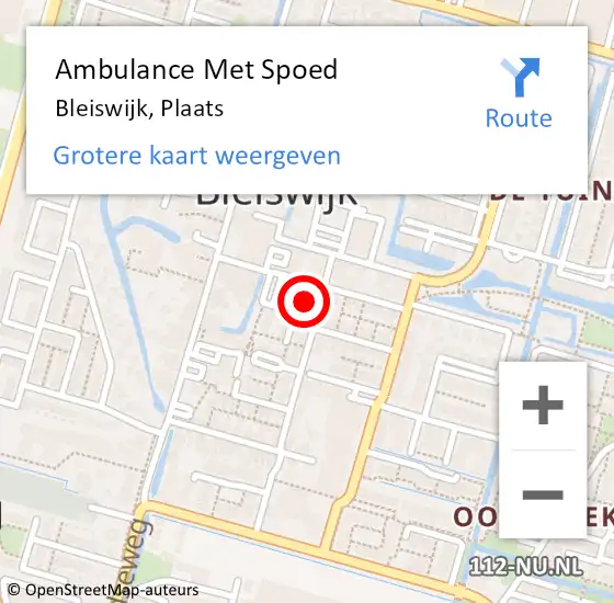 Locatie op kaart van de 112 melding: Ambulance Met Spoed Naar Bleiswijk, Plaats op 2 december 2023 09:46