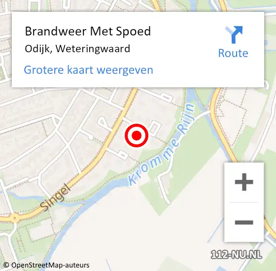 Locatie op kaart van de 112 melding: Brandweer Met Spoed Naar Odijk, Weteringwaard op 17 september 2014 08:59